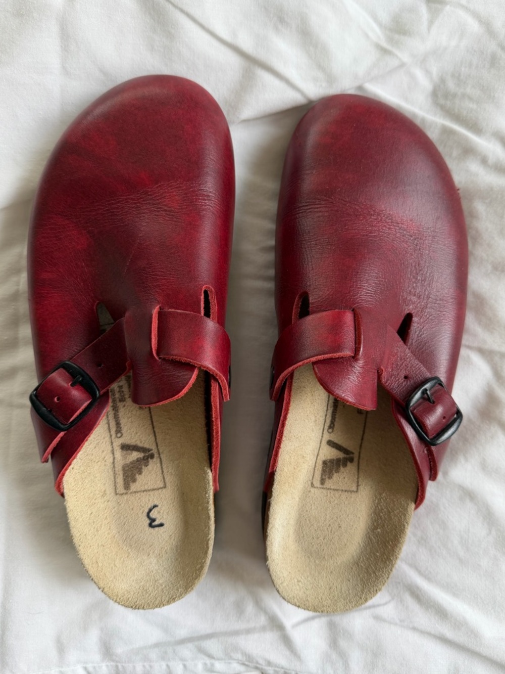 Red Leather Clog Mule Slip-On Shoe
